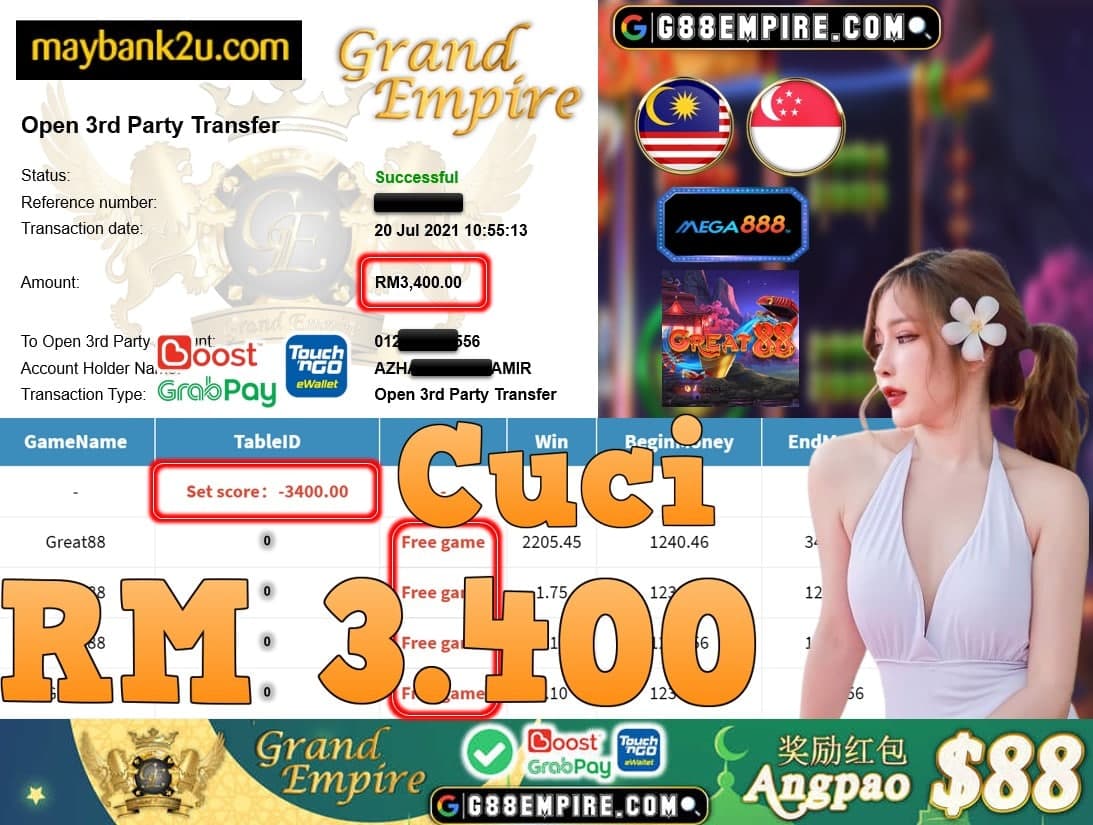 MEGA888 - GREAT88 CUCI RM3,400!!!