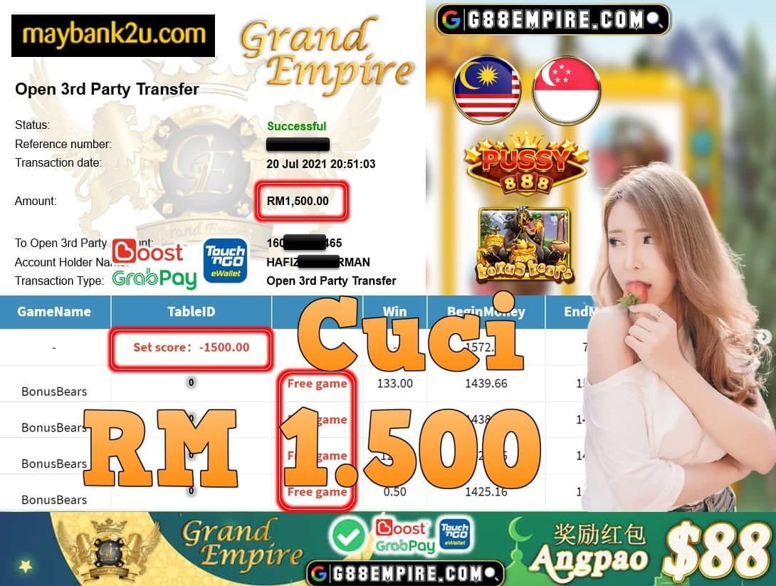 PUSSY888 - BONUSBEARS CUCI RM1,500!!!