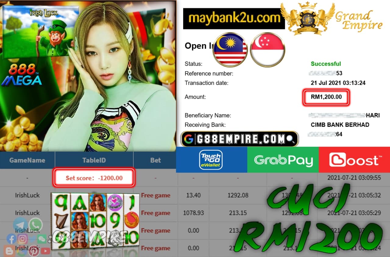 MEGA888 - IRISHLUCK FANS CUCI RM1200 !!!