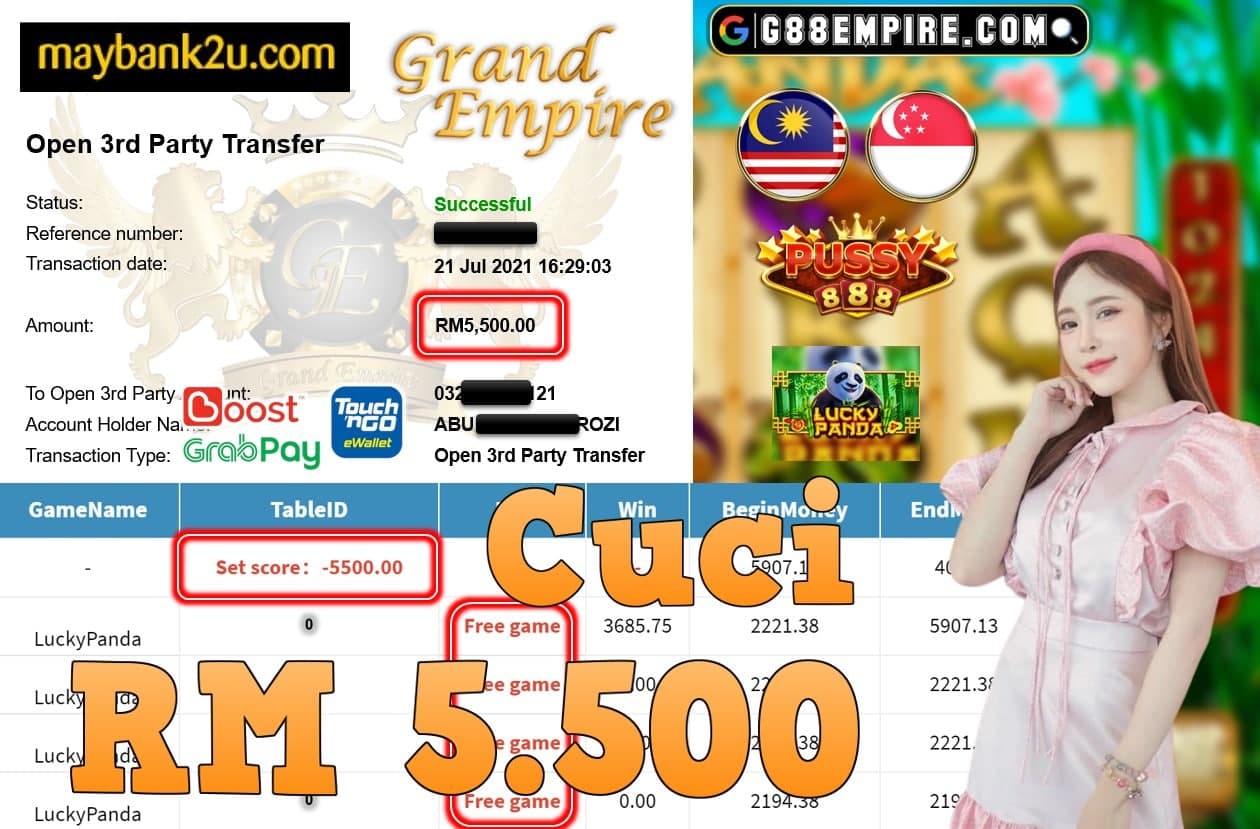 PUSSY888 - LUCKYPANDA CUCI RM5,500!!!