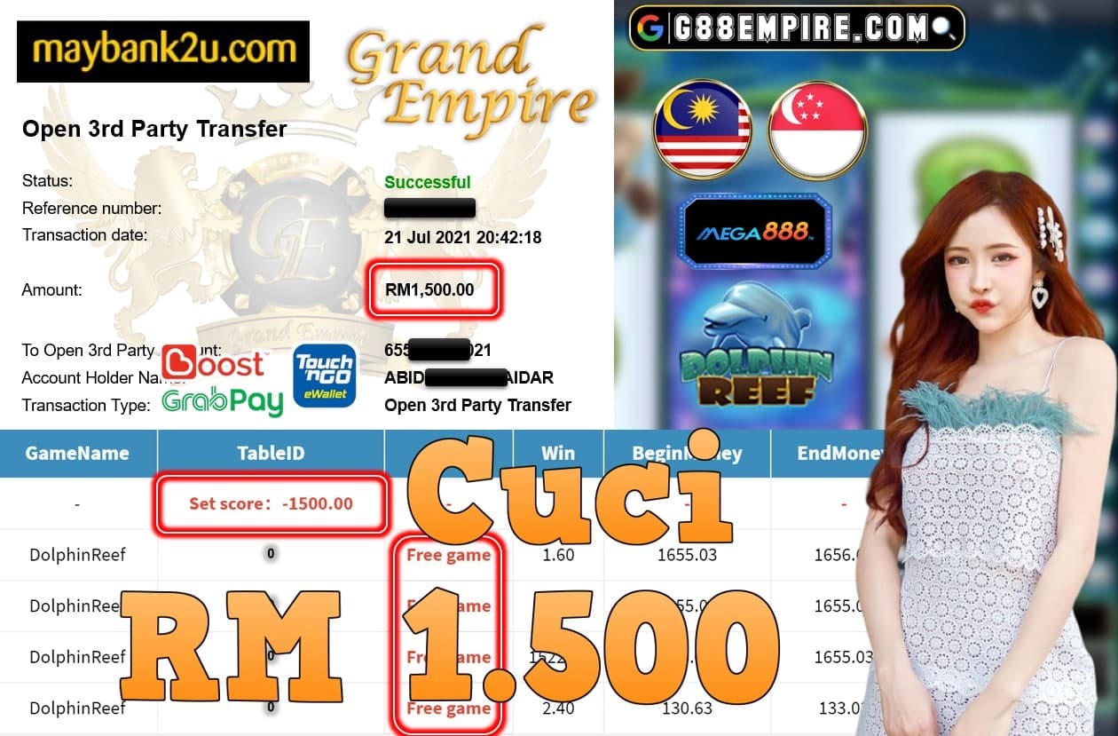 MEGA888 - DOLPHINREEF CUCI RM1,500!!!