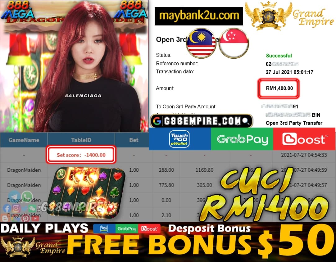 MEGA888 - DRAGONMAIDEN  CUCI RM1400 !!!