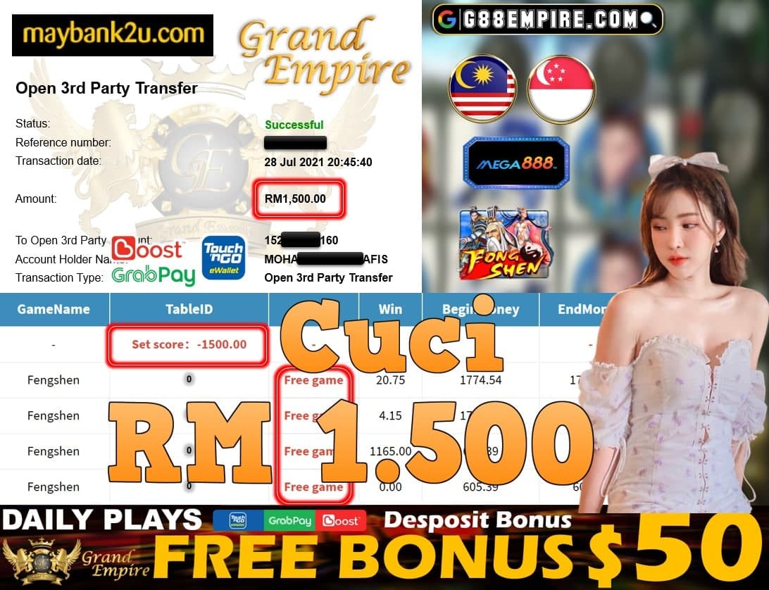 MEGA888 - FENGSHEN CUCI RM1,500!!!