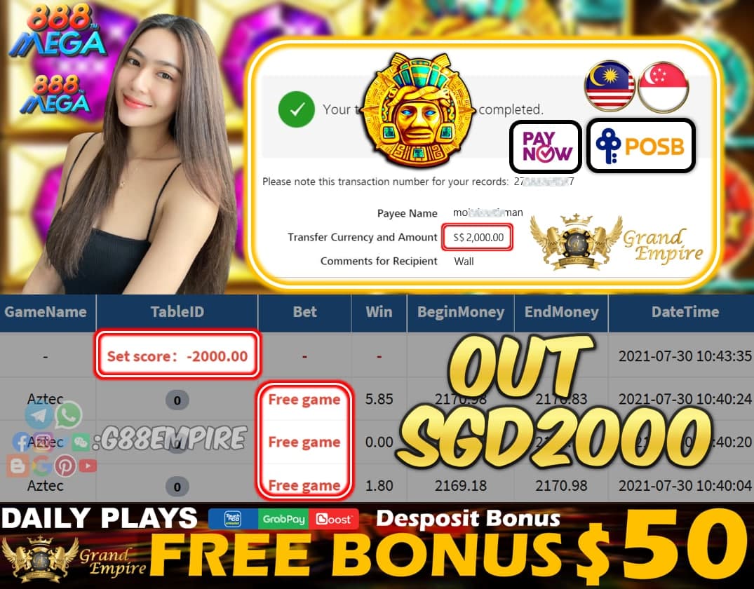 MEGA888 - AZTEC CASHOUT SGD2000 !!!