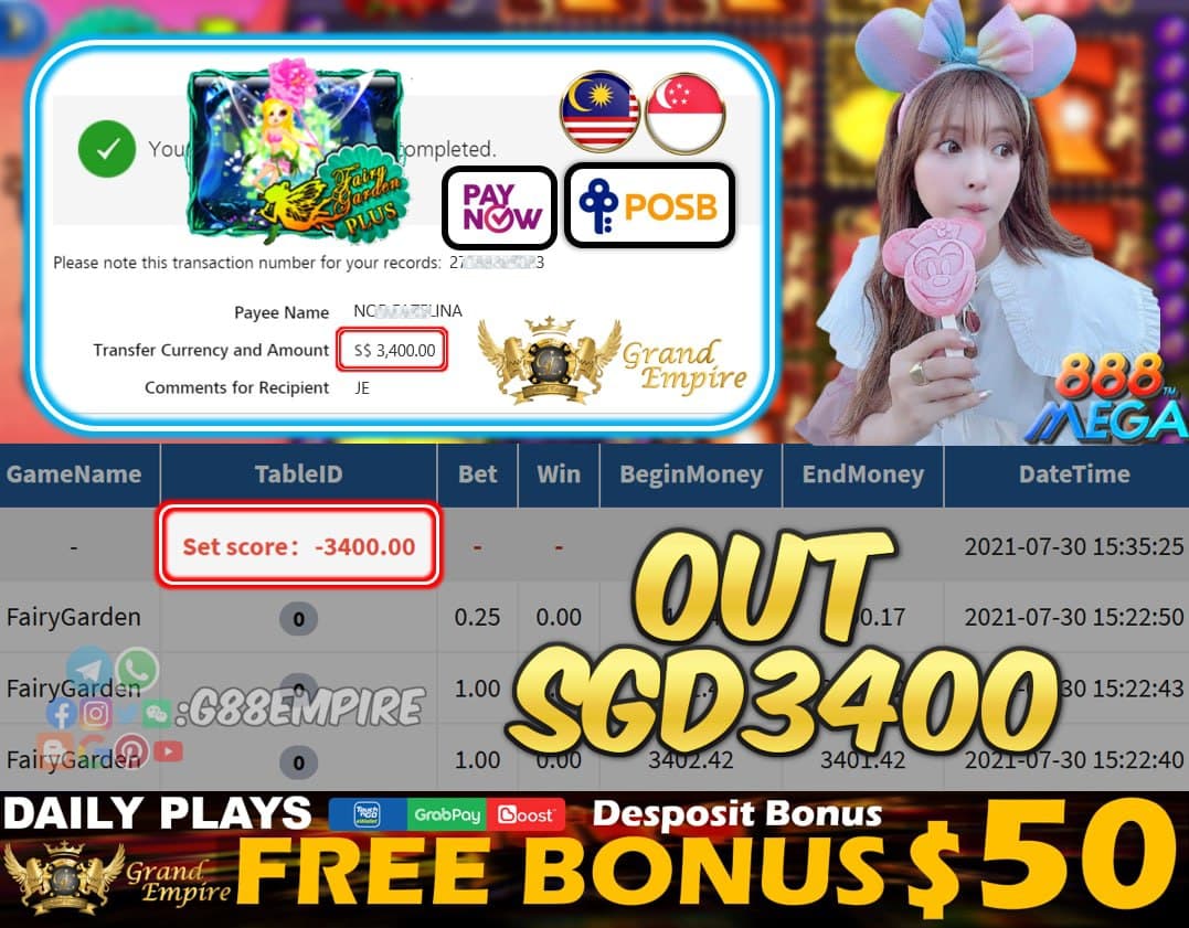 MEGA888 - FAIRYGARDEN CASHOUT SGD3400 !!!