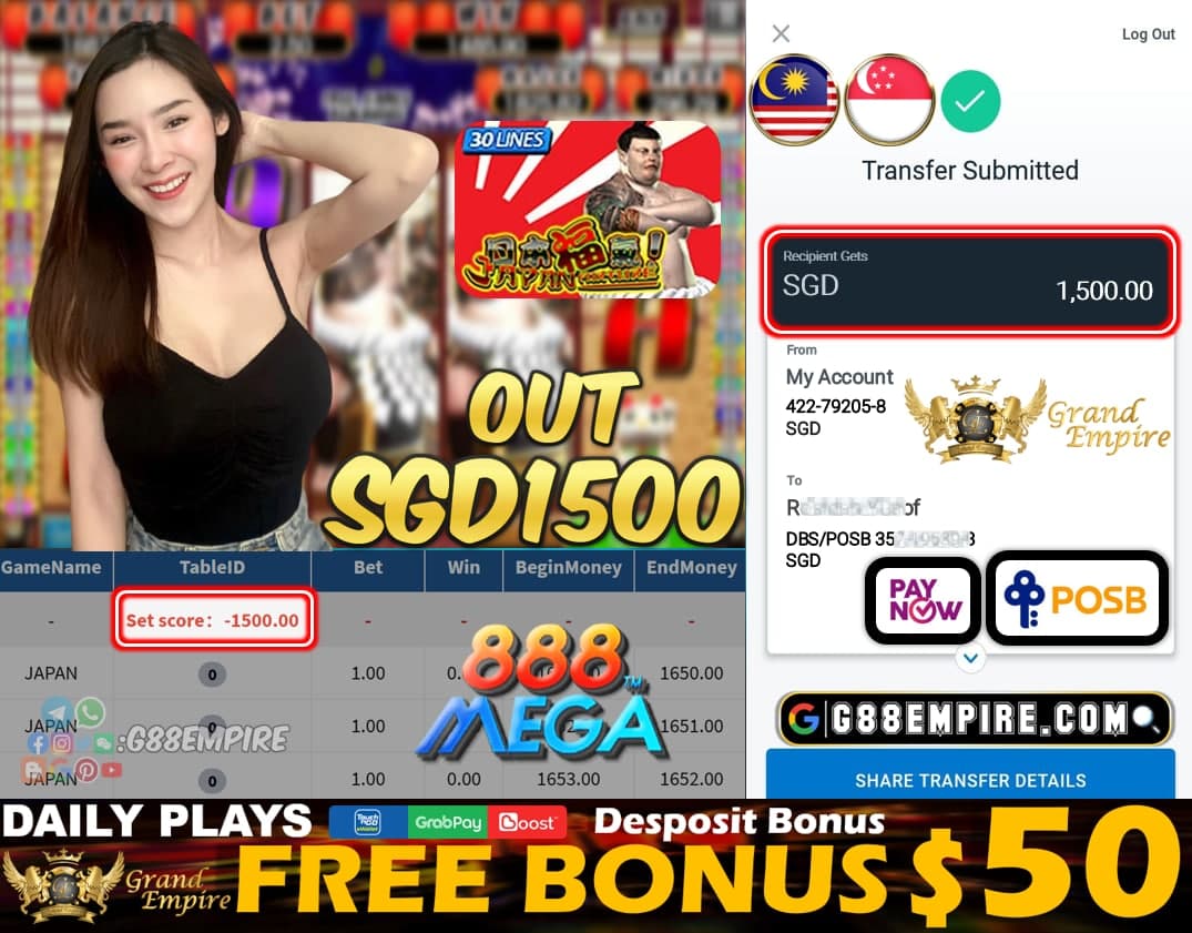 MEGA888 - JAPAN CASHOUT SGD1500 !!!