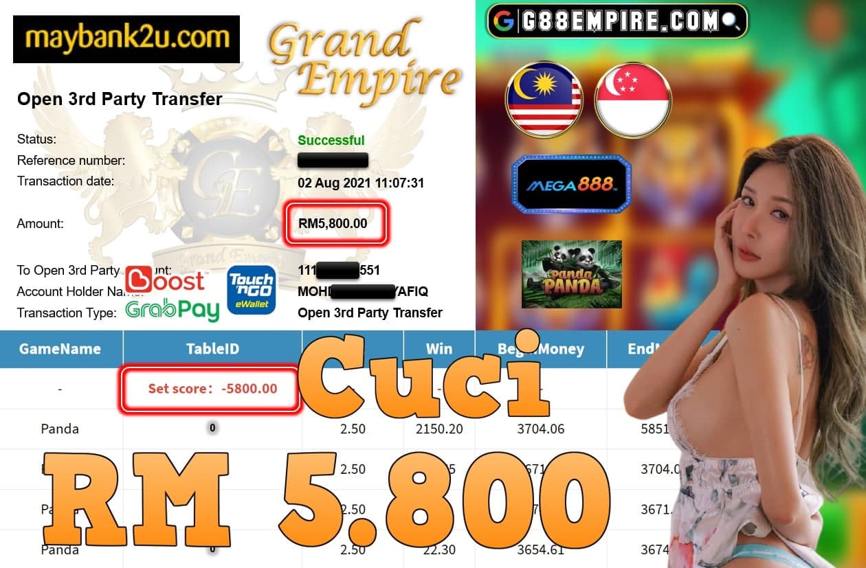 MEGA888 - PANDA CUCI RM5,800!!!