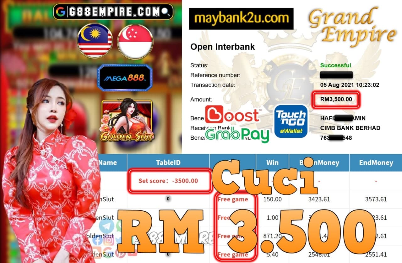 MEGA888 - GOLDENSLUT CUCI RM3,500!!!