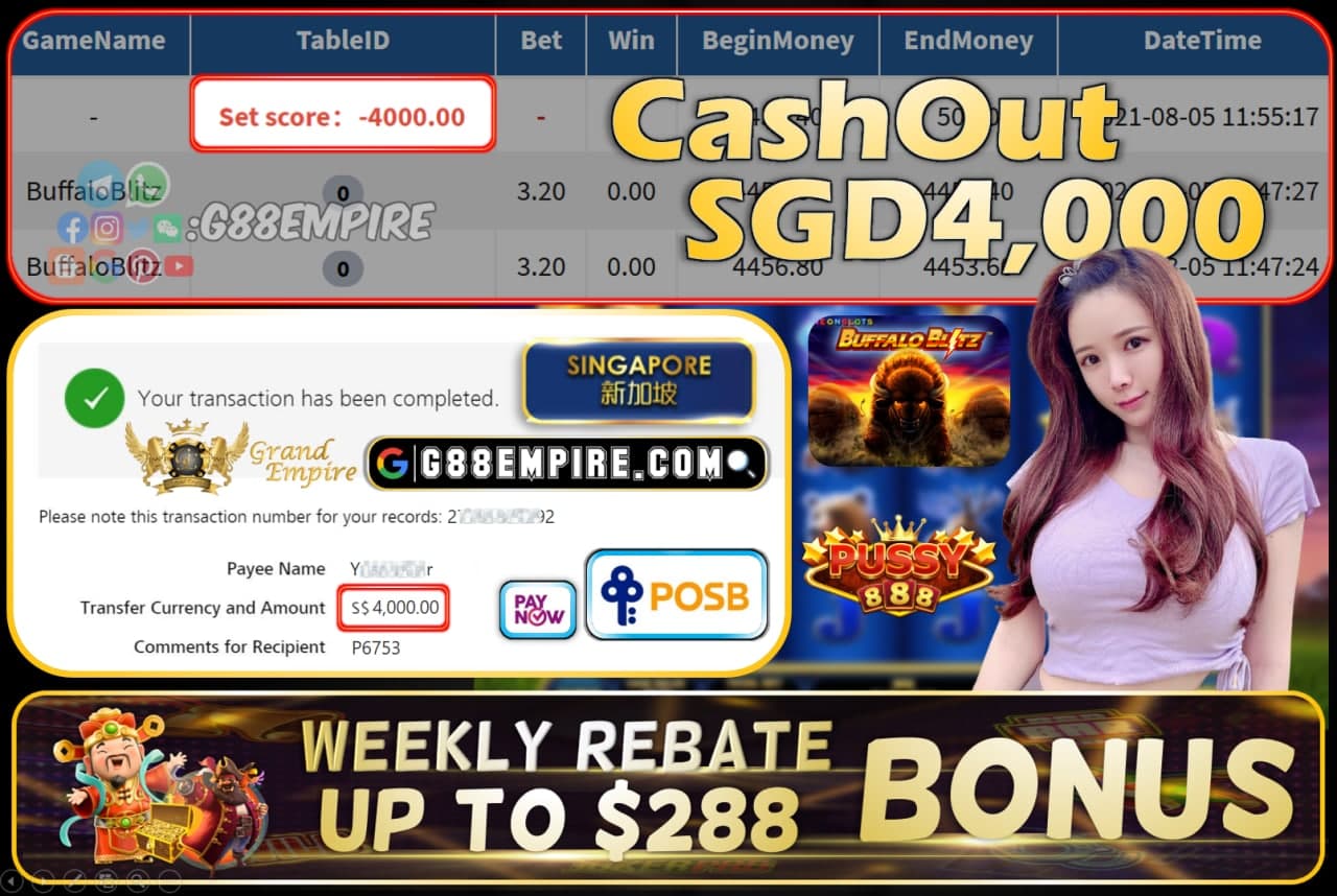 PUSSY888 - BUFFALOBLITZ CASHOUT SGD4000 !!!