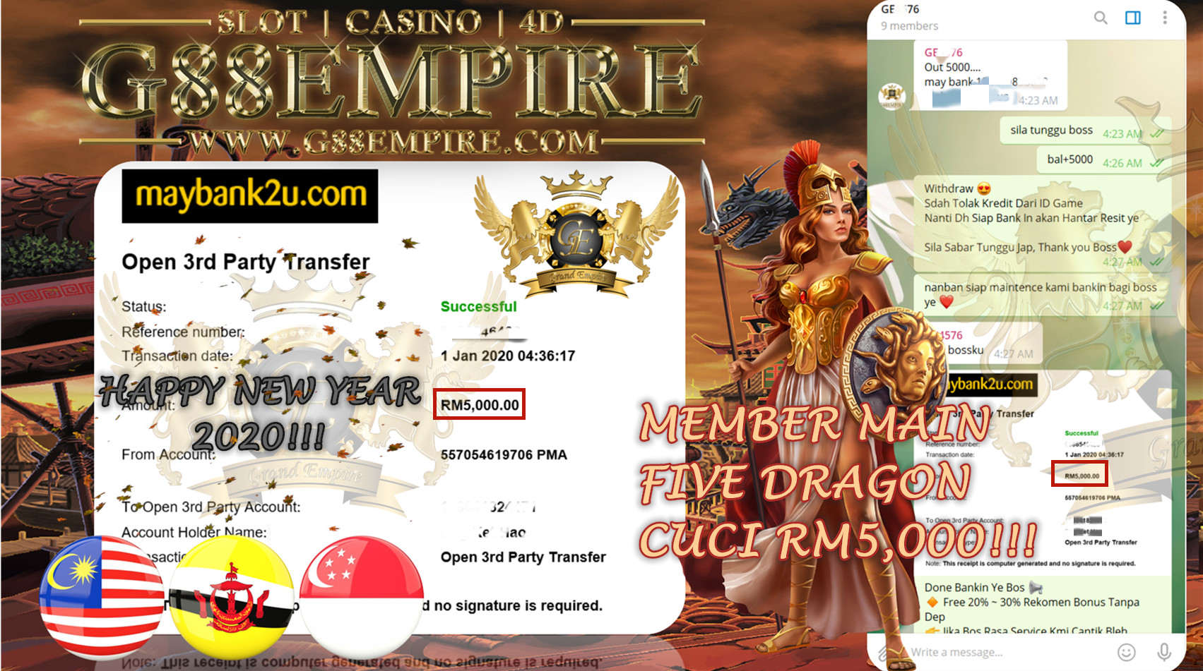 MEMBER MAIN FIVE DRAGON CUCI RM 5,000!!!