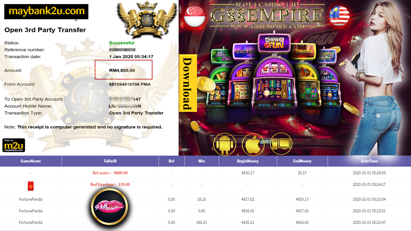 MEMBER MAIN 918KISS FORTUNEPANDA DPT CUCI RM4800!!!!!!!