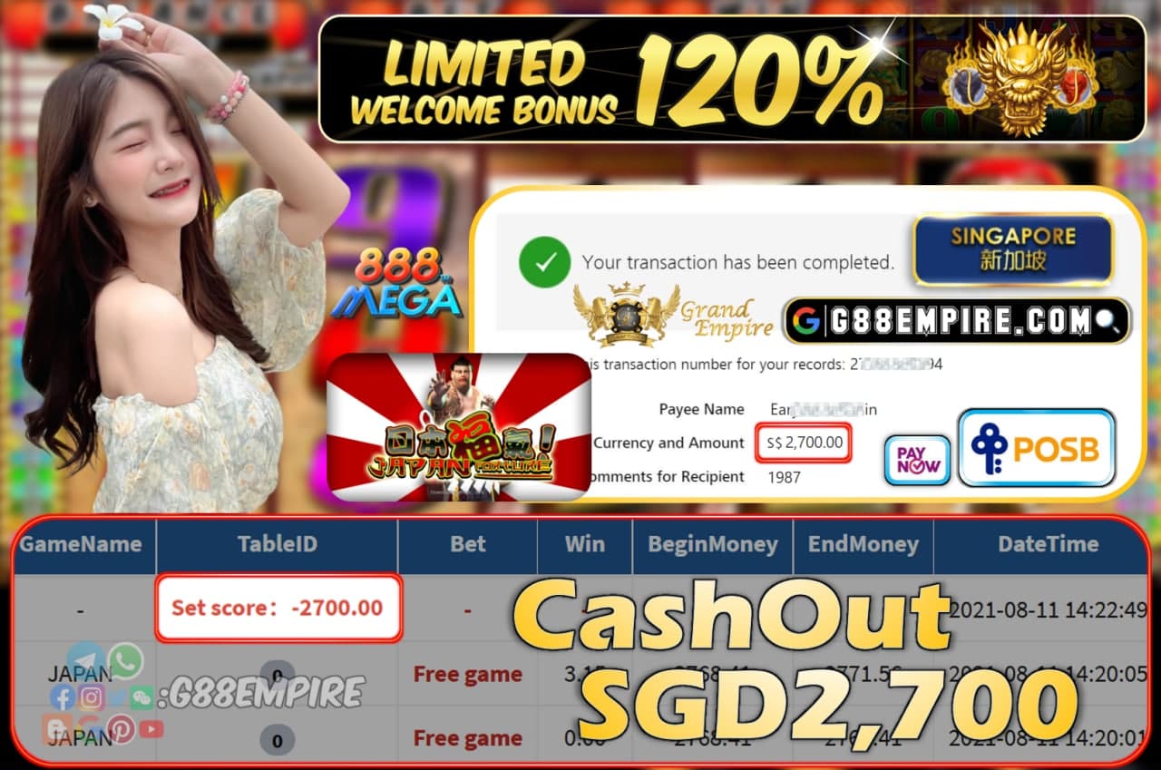 MEGA888 - JAPAN CASHOUT SGD2,700 !!!