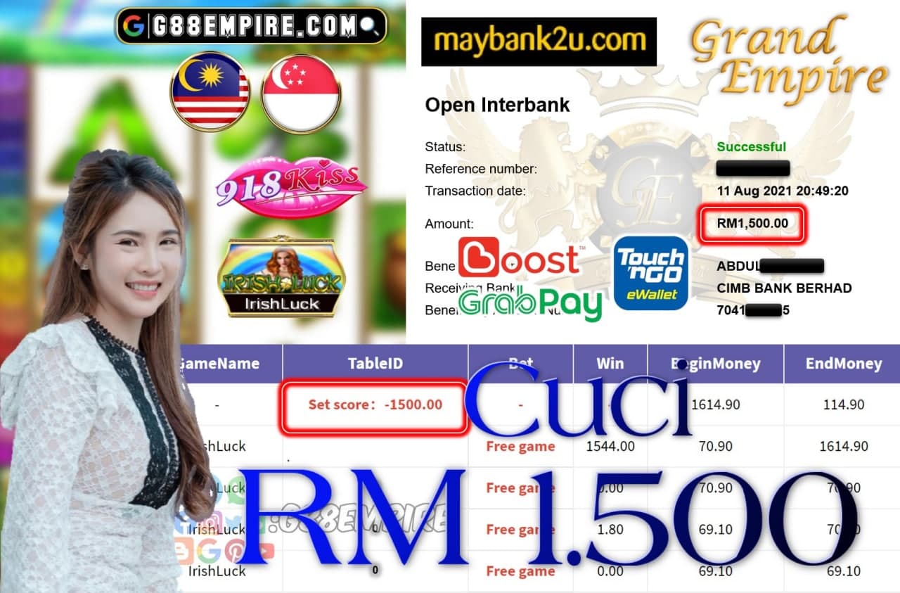 918KISS ORI - IRISHLUCK CUCI RM1,500!!!