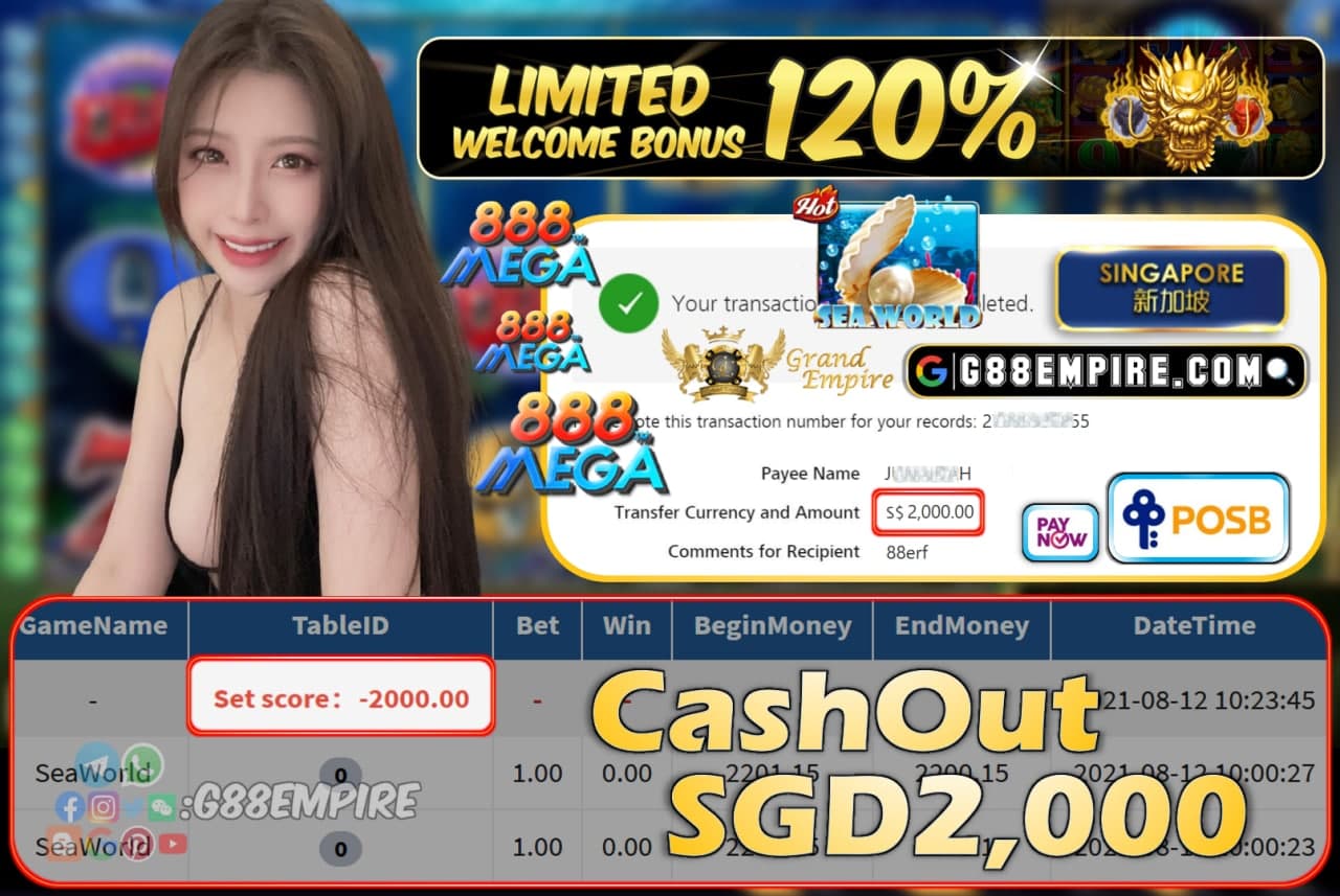 MEGA888 - SEAWORLD CASHOUT SGD2000 !!!