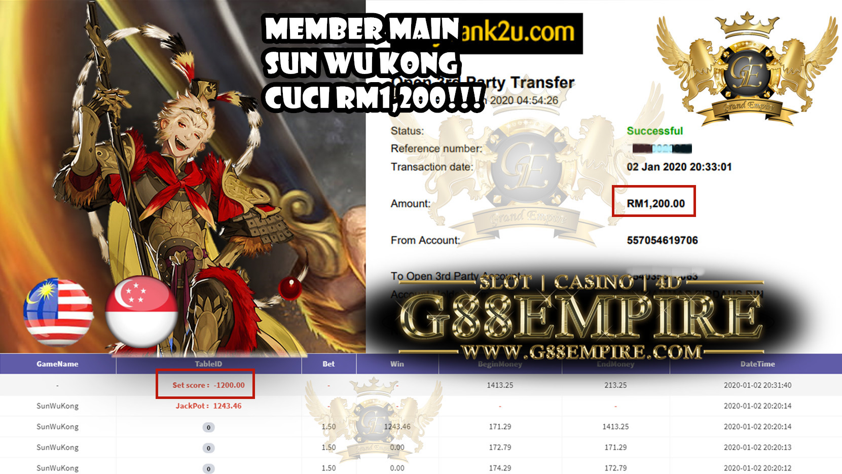 MEMBER MAIN SUN WU KONG CUCI RM1,200!!!