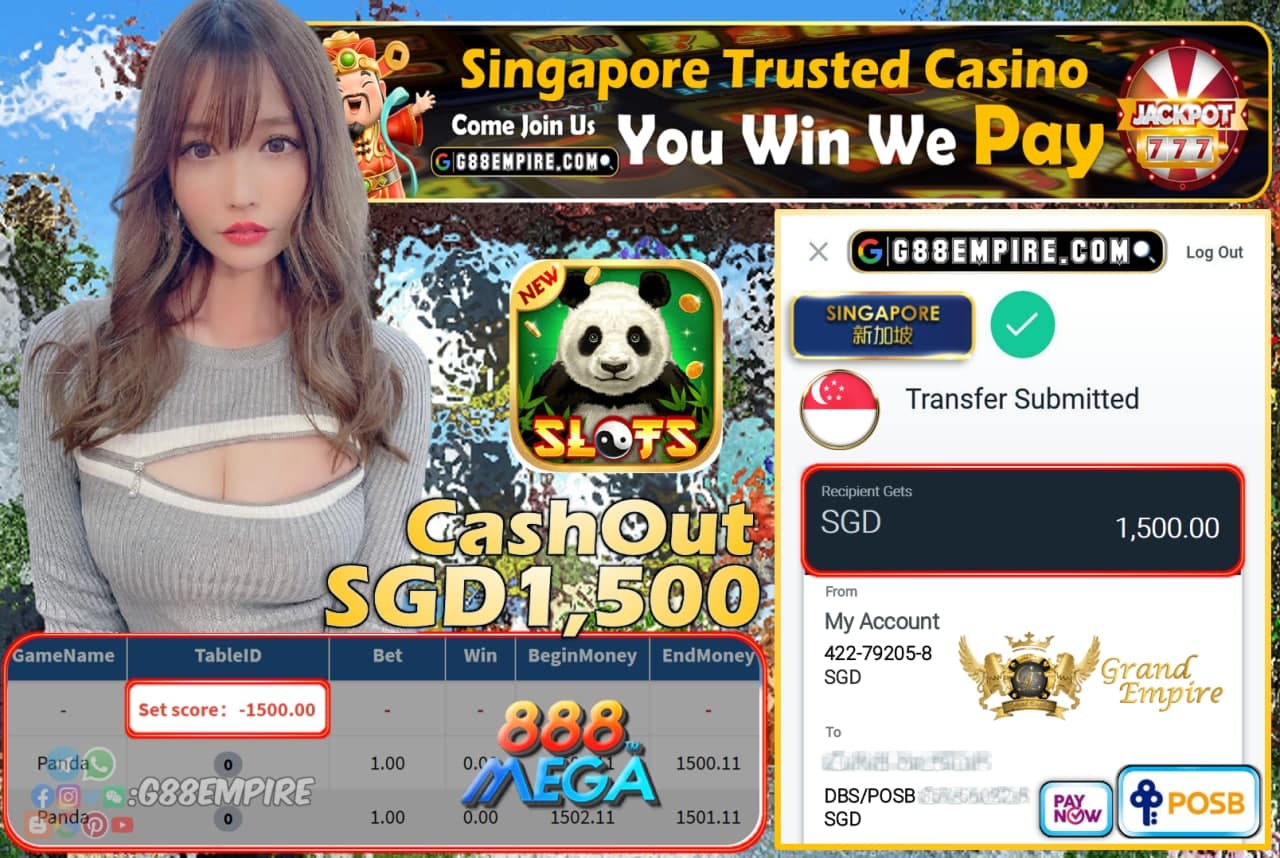 MEGA888 - PANDA CASHOUT SGD1,500 !!!