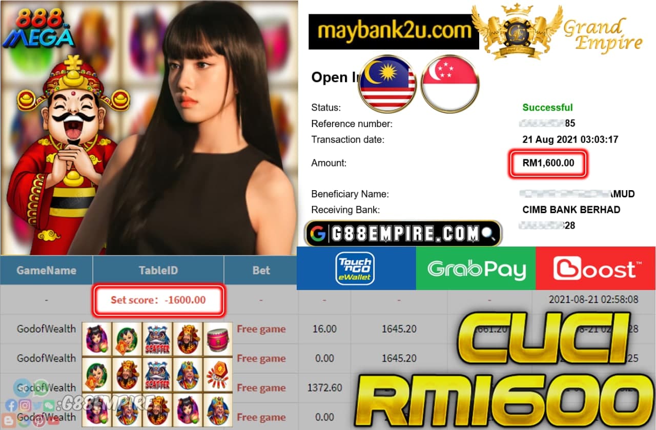 MEGA888 - GODOFWEALTH CUCI RM1,600!!!