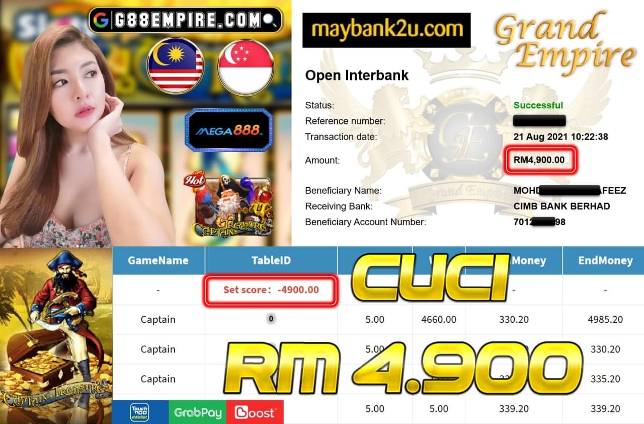 MEGA888 - CAPTAINTREASURE CUCI RM4,900!!!