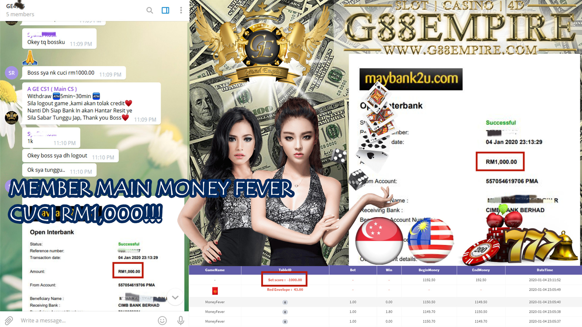 MEMBER MAIN MONEY FEVER CUCI RM1,000!!!