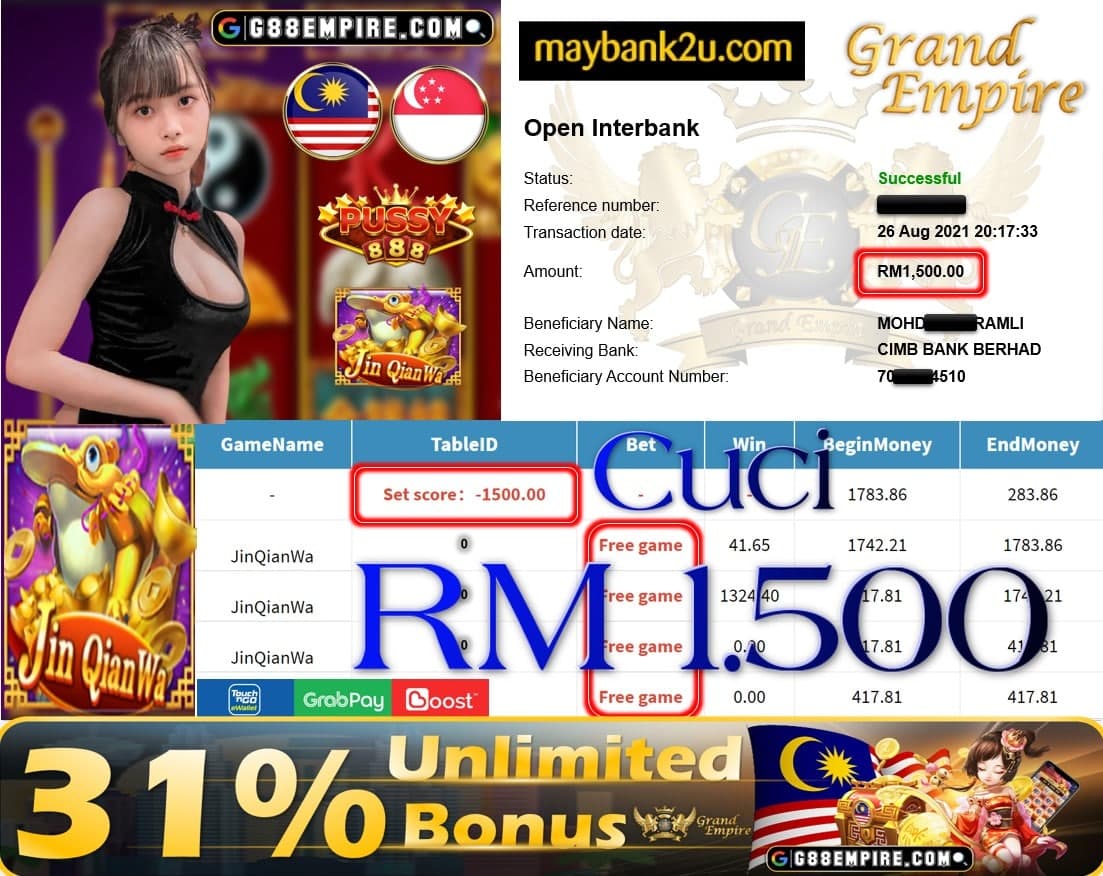 PUSSY888 - JINQIANWA CUCI RM1,500!!!