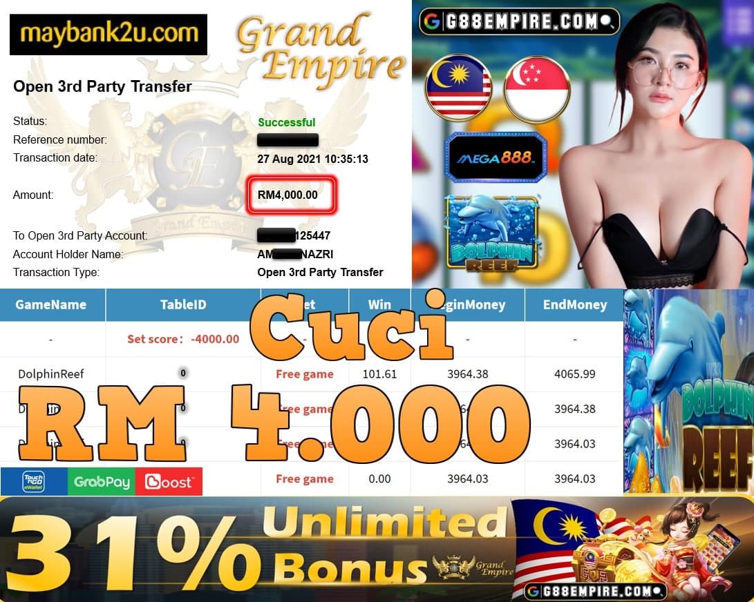 MEGA888 - DOLPHINREEF CUCI RM4,000!!!