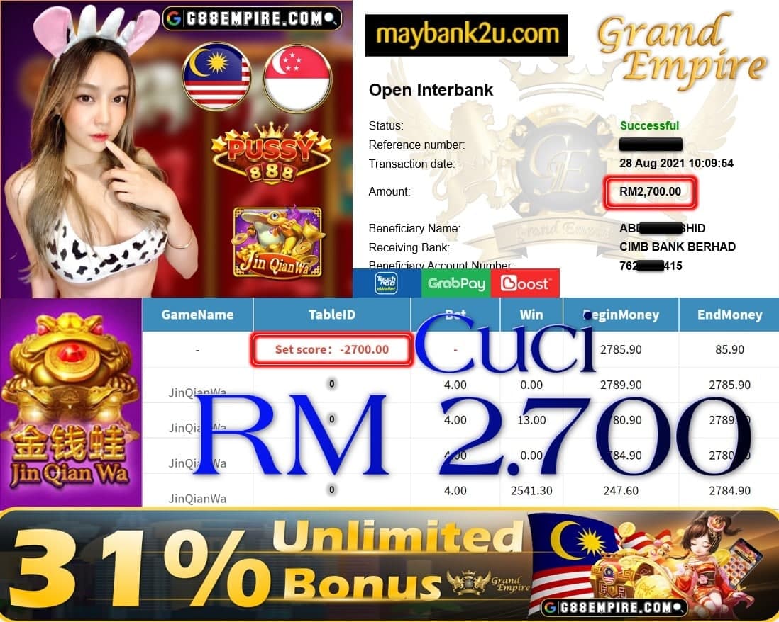 PUSSY888 - JINQIANWA CUCI RM2,700!!!