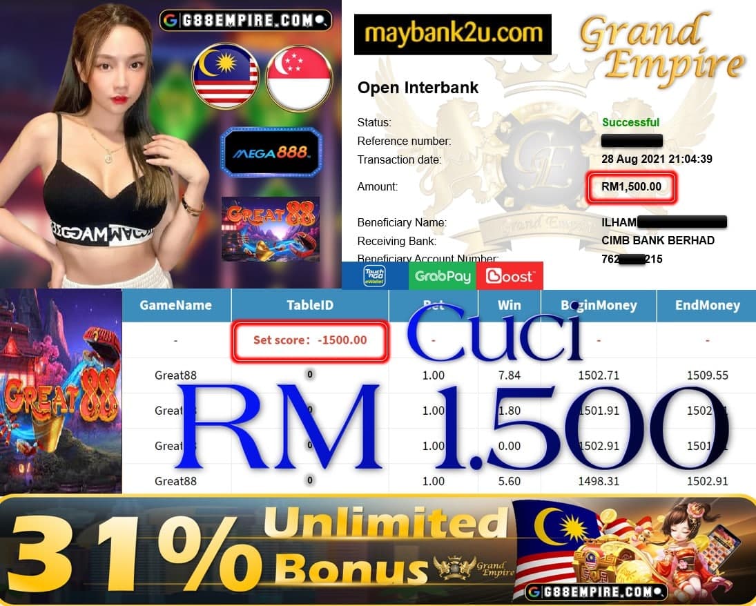 MEGA888 - GREAT88 CUCI RM1,500!!!