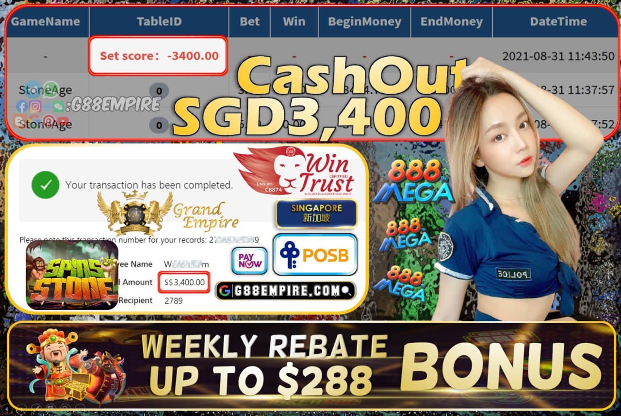 MEGA888 - STRONEAGE CASHOUT SGD3400 !!!