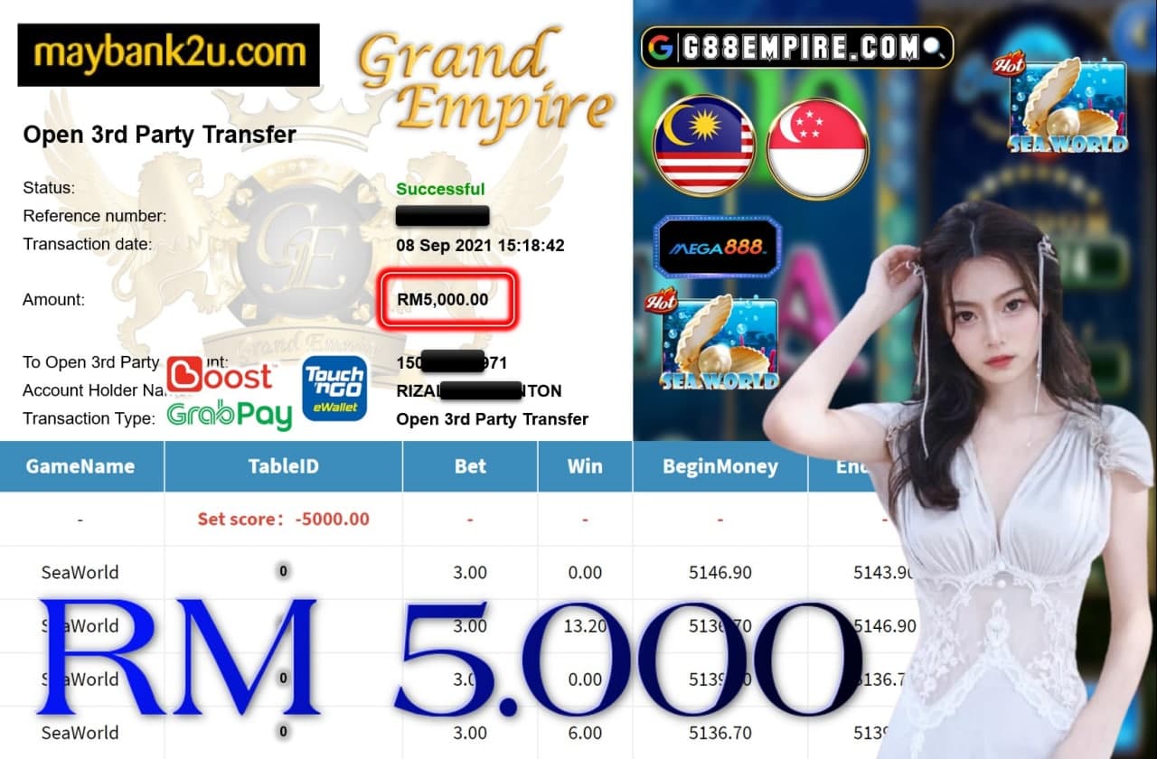 MEGA888 - SEAWOLRD CUCI RM5,000!!!