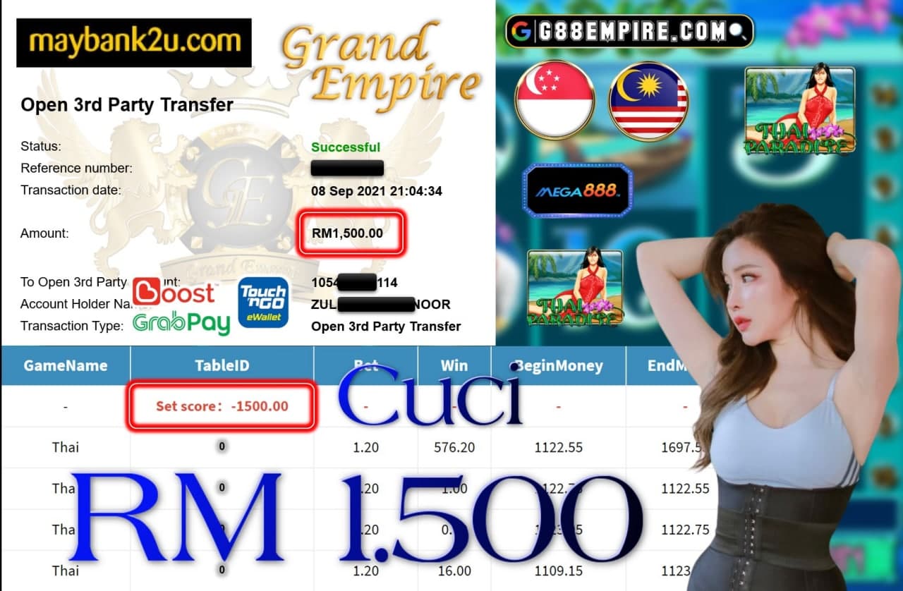 MEGA888 - THAI PARADISE CUCI RM1,500!!!