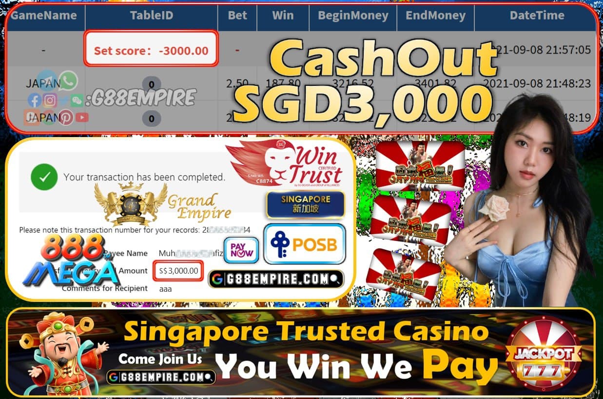 MEGA888 - JAPAN CASHOUT SGD3000 !!!