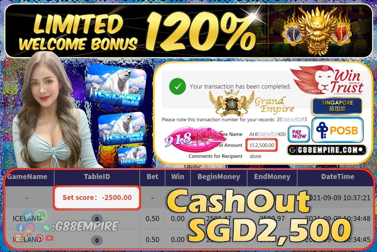 918KISS - ICELAND CASHOUT SGD2500 !!!