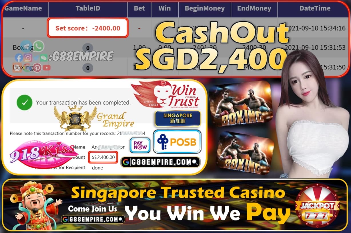 918KISS - BOXING CASHOUT SGD2400 !!!