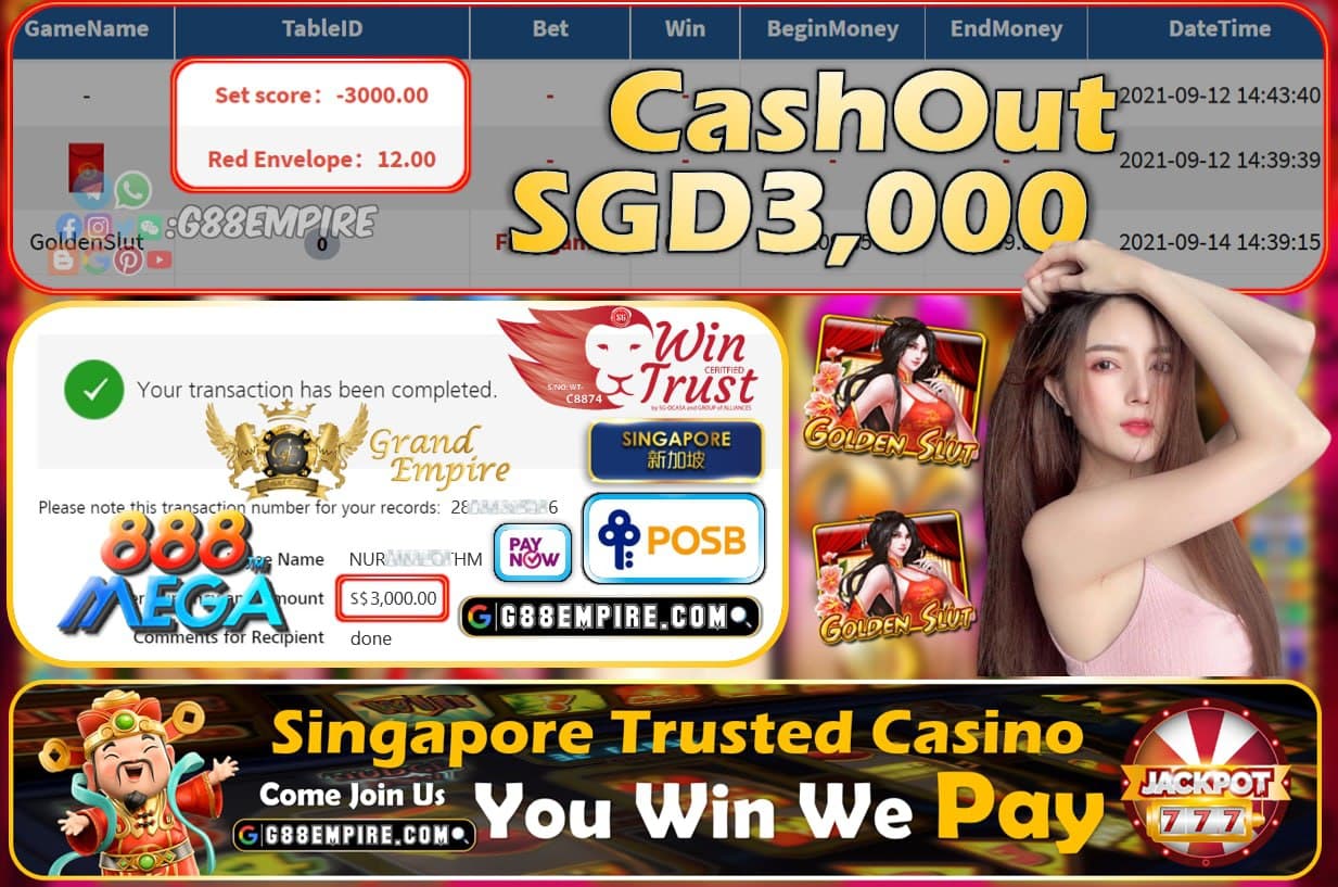 MEGA888 - GOLDENSLUT CASHOUT SGD3000 !!!