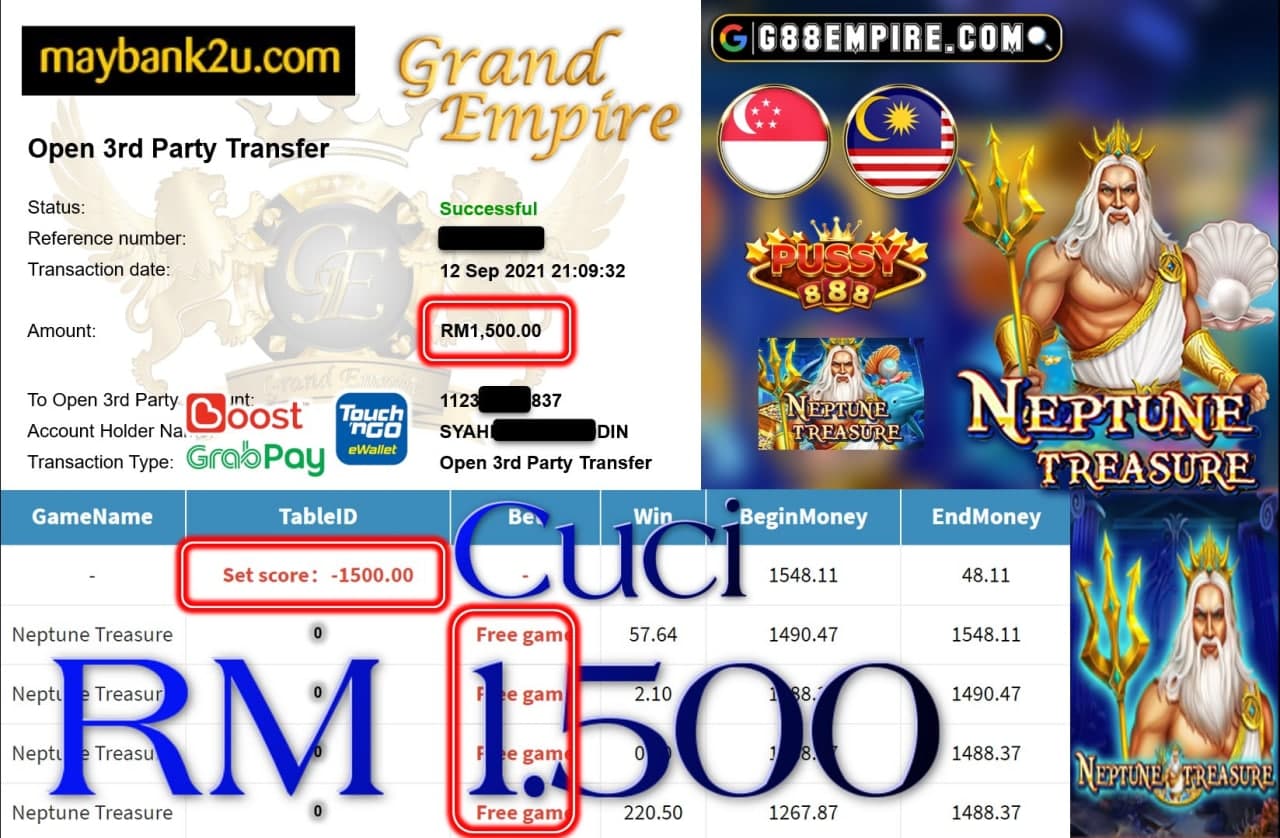 PUSSY888 - NEPTUNE TREASURE CUCI RM1,500!!!