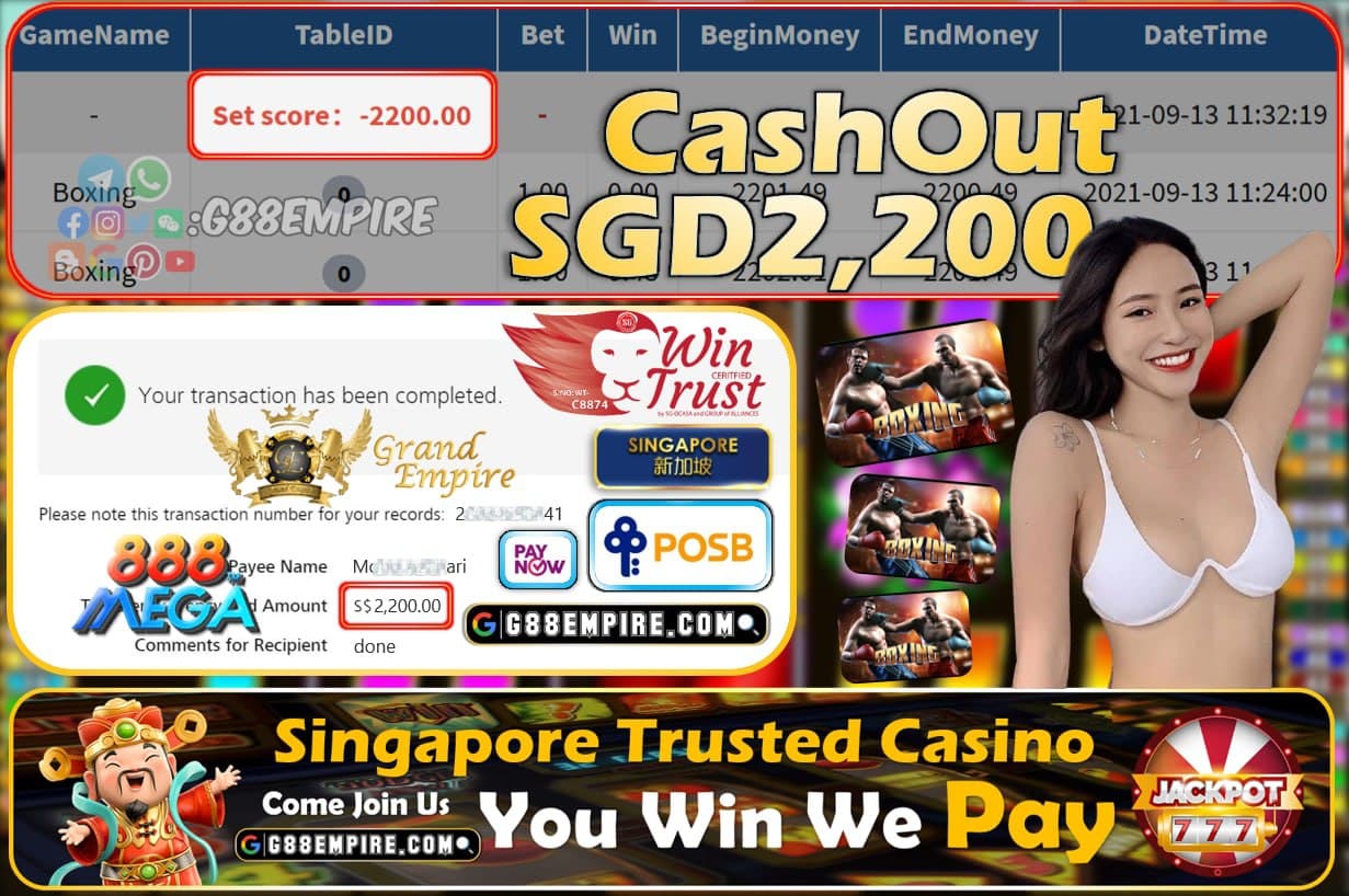 MEGA888 - BOXING CASHOUT SGD2200 !!!