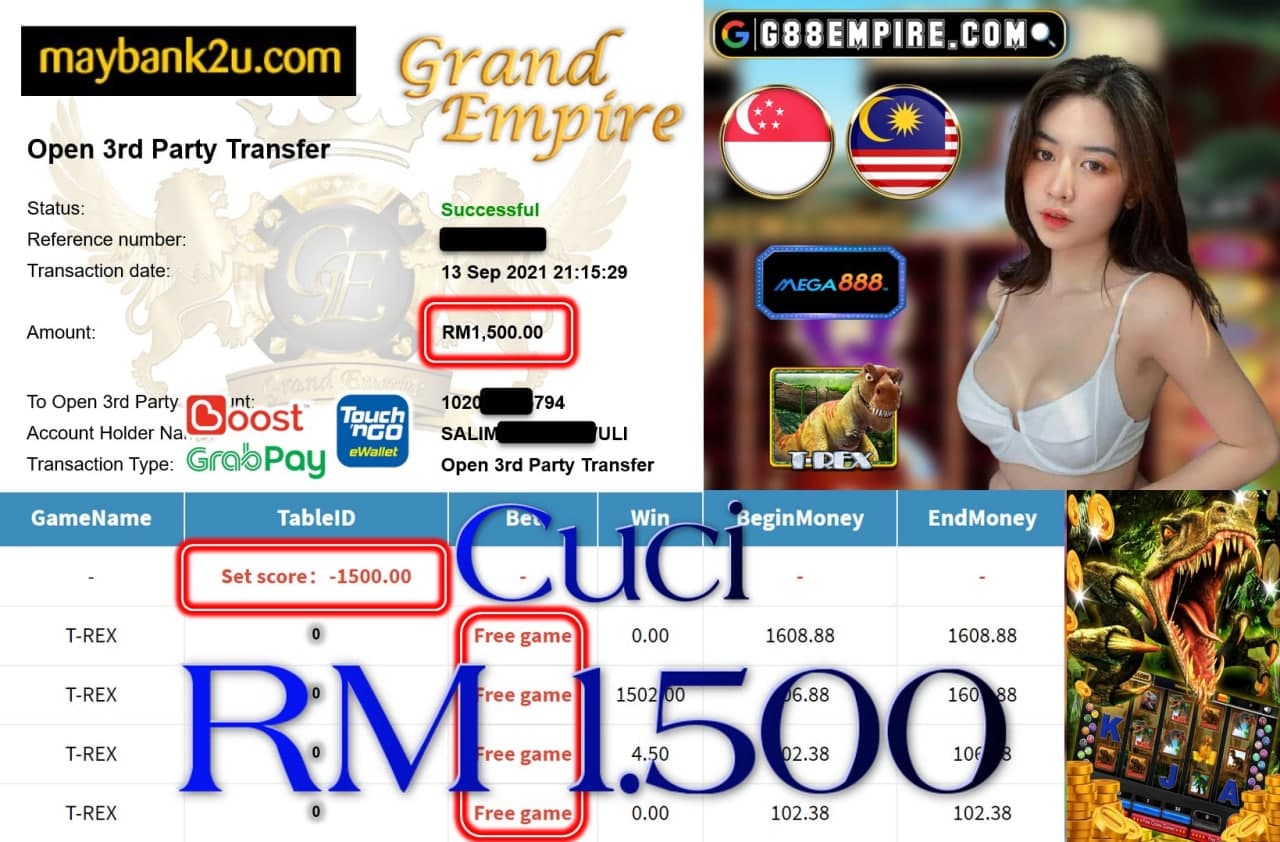 MEGA888 - T-REX CUCI RM1,500!!