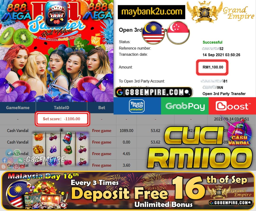 MEGA888  - CASH VANDAL  CUCI RM1,100!!!