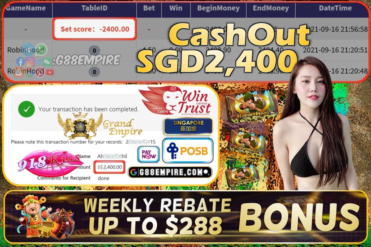 918KISS - ROBINHOOD CASHOUT SGD2400 !!!