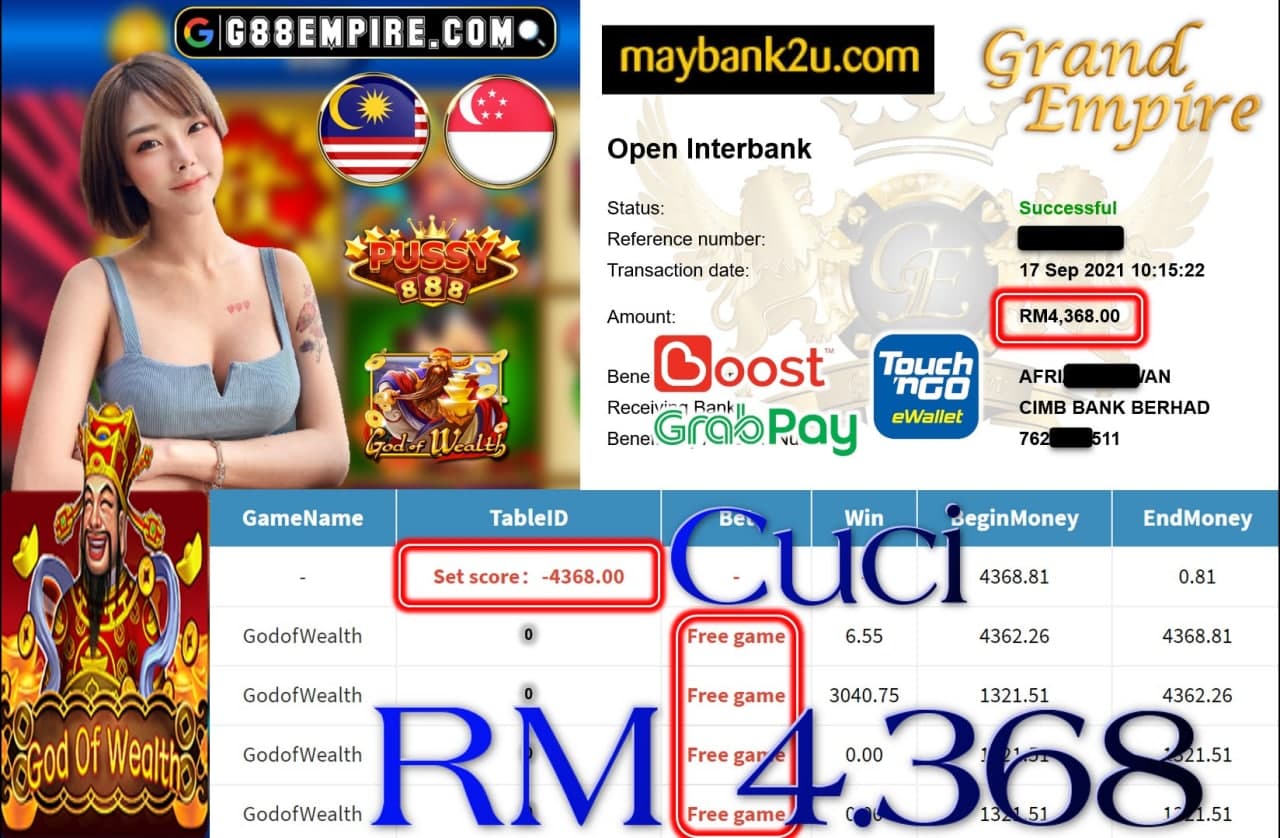 PUSSY888 - GODOFWEALTH CUCI RM4,368!!!