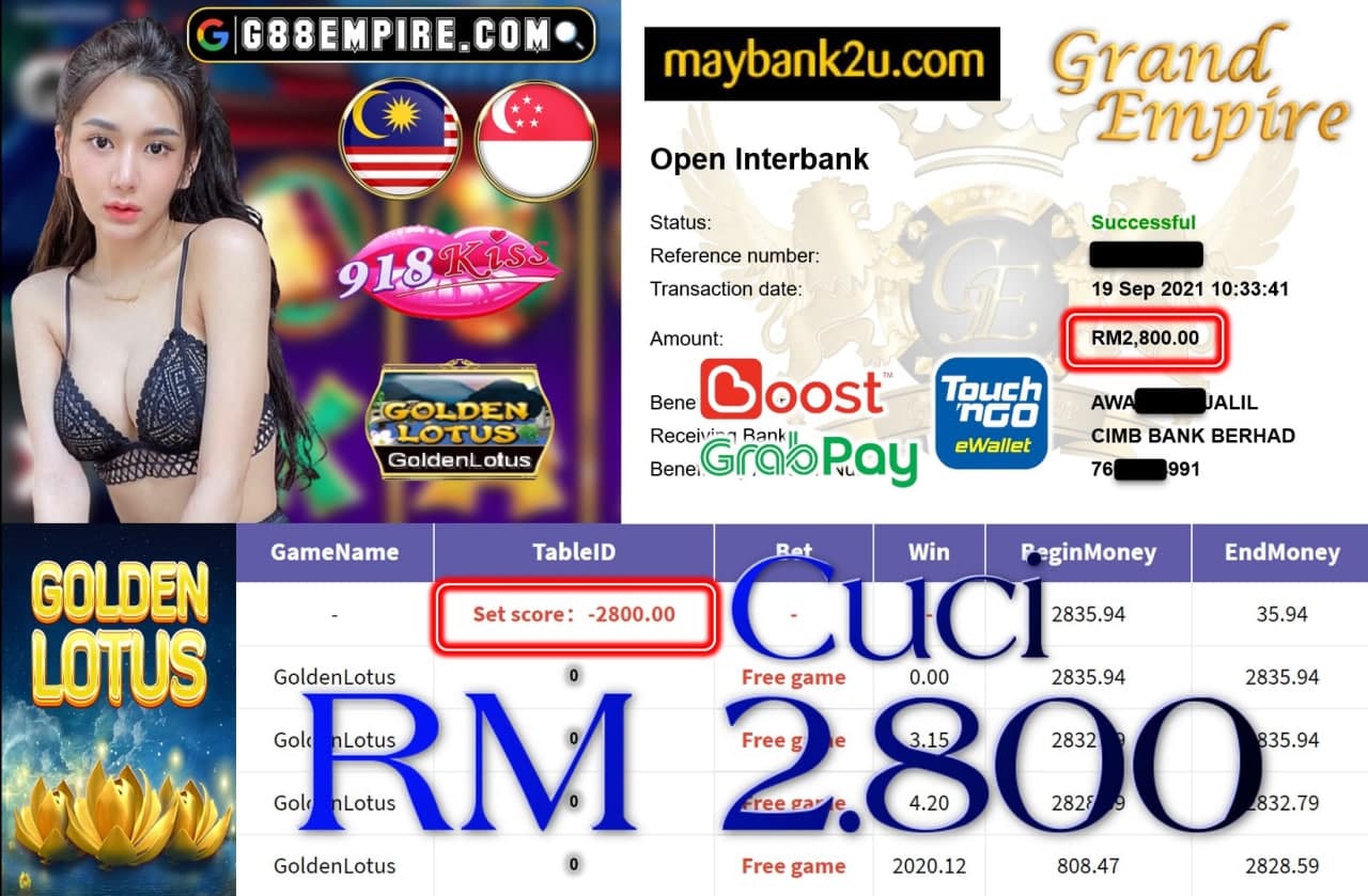 918KISS ORI - GOLDENLOTUS CUCI RM2,800!!!