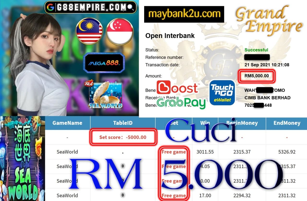 MEGA888 - SEAWORLD CUCI RM5,000!!!