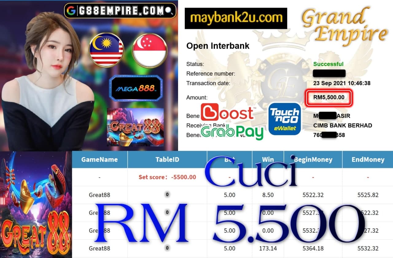 MEGA888 - GREAT88 CUCI RM5,500!!!