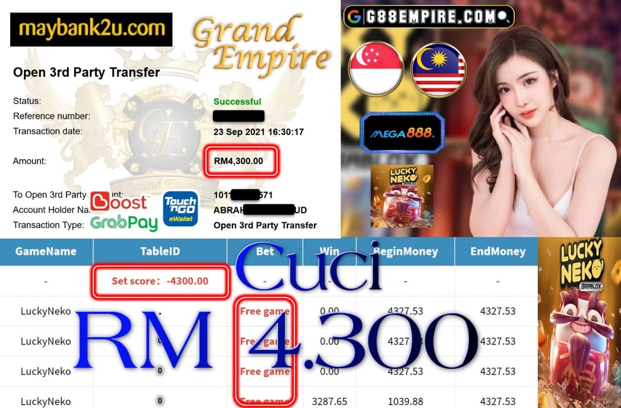 MEGA888 - LUCKYNEKO CUCI RM4,300!!!