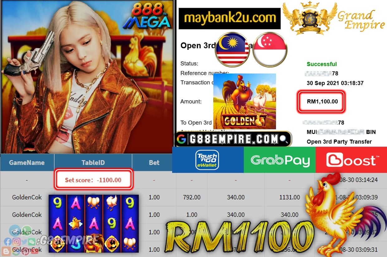 MEGA888  - GOLDENCOK CUCI RM1,100!!!