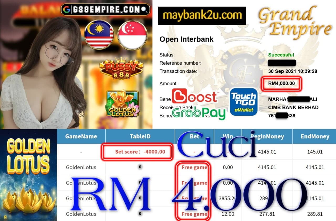 PUSSY888 - GOLDENLOTUS CUCI RM4,000!!!