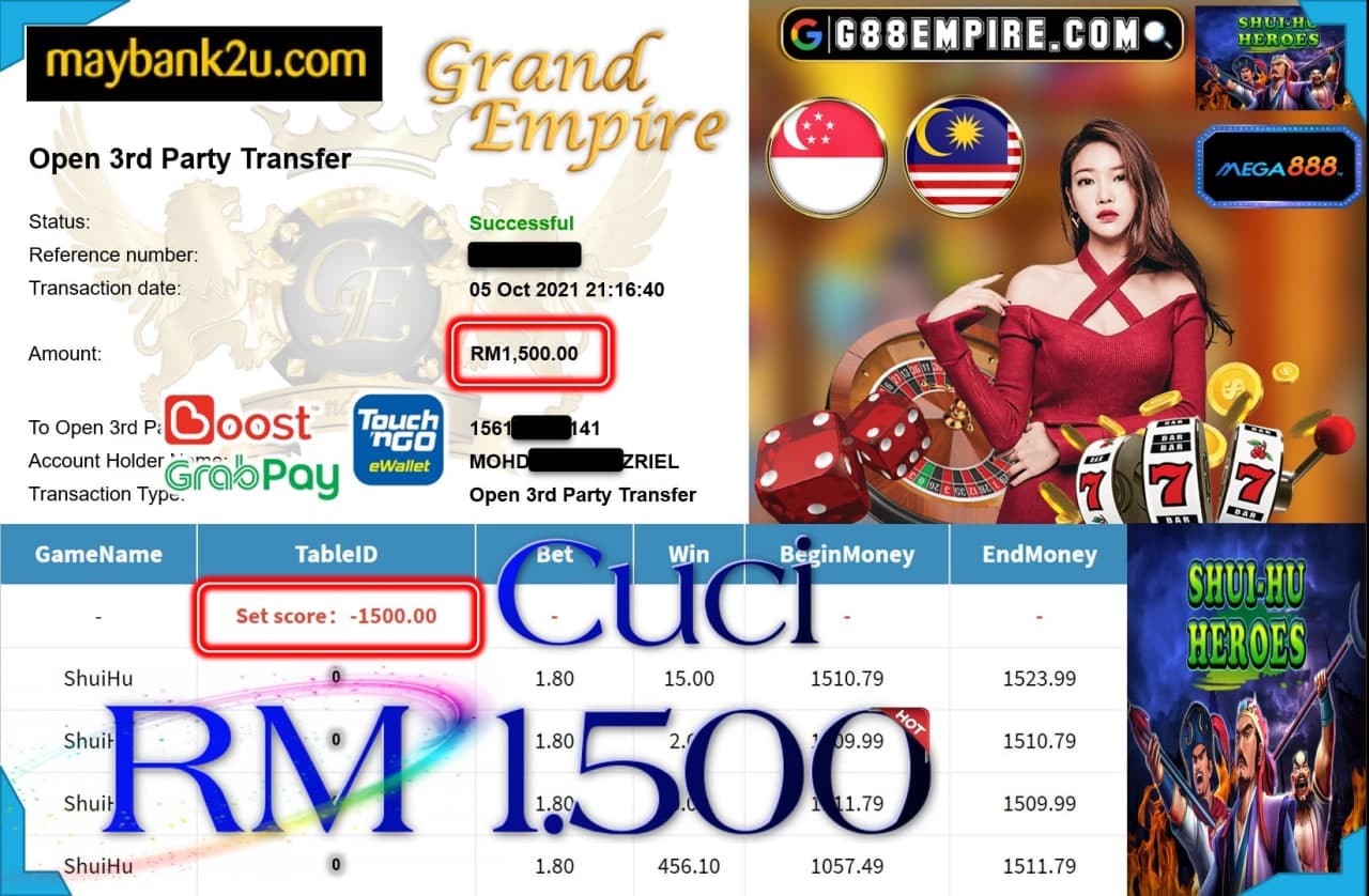 MEGA888 - SHUIHU CUCI RM1,500!!!