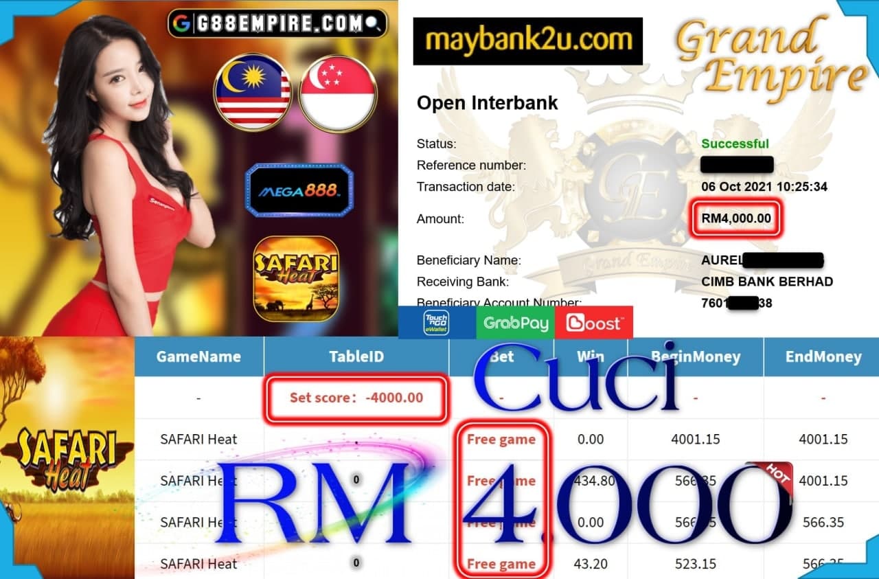 MEGA888 - SAFARI HEAT CUCI RM4,000!!!