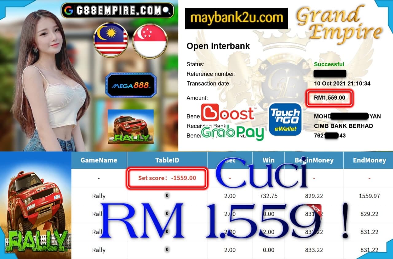 MEGA888 - RALLY CUCI RM1,559 !!!