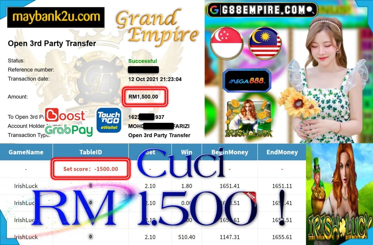 MEGA888 - IRISHLUCK CUCI RM1,500!!!